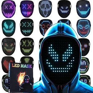 JDBMAOYE LED Rechargeable Gesture-Sensing Halloween Mask w/ 50 Patterns $16
