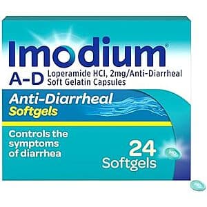 Select Accts: 24-Ct Imodium A-D Fast-Acting Anti-Diarrheal Softgels $5.30 w/ S&S