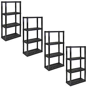 4-Pack Hyper Tough 4-Tier Plastic Shelves (Black, 30" x 14" x 57") $85 + Free Shipping