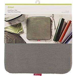 Cricut 12" x 12" EasyPress Mat with blue fabric surface and measurement grid markings.