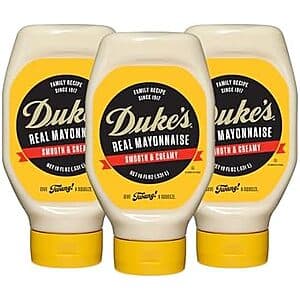 Prime Members: 3-Pk 18-Oz Duke's Real Mayonnaise Squeeze Bottles $5.80 w/ S&S + Free S&H
