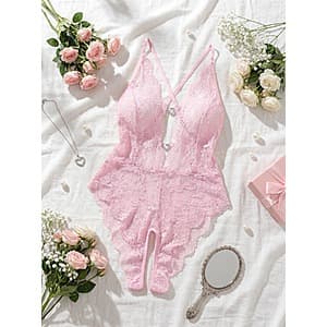 Avidlove Women's One-Piece Lace Bodysuit Lingerie in black lace.