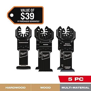 5-Piece Milwaukee OPEN-LOK Variety Oscillating Blade Set $13.75 + Free Shipping