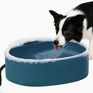 125-Oz AWLYLNLL Large Outdoor Winter Heated Water Bowl for Cats & Dogs $10