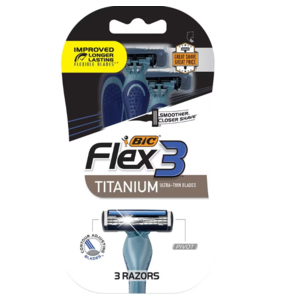 3-Count Bic Flex 3 Men's Titanium Disposable Razors $0.90 + Free Store Pickup ($10 Minimum Order)