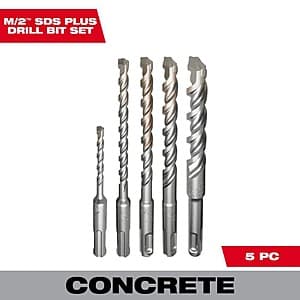 5-Piece Milwaukee 2-Cutter SDS-PLUS Carbide Hammer Drill Bit Set $13 + Free Shipping