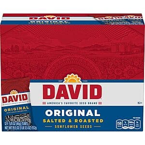 12-Pack 1.625-Oz DAVID Salted & Roasted Sunflower Seeds (Original) $3.80 w/ Subscribe & Save