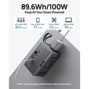 DaranEner 100W 89.6Wh LiFePO4 Solar Portable Power Station w/ 7-Port Output $50 + Free S&H