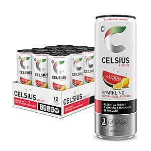 12-Pack 12-Oz Celsius Sugar Free Sparkling Energy Drink (Watermelon Lemonade) $14.50 w/ Subscribe & Save