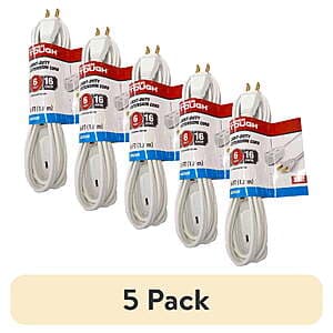 5-Pk 6' Hyper Tough 13A 16AWG Indoor Extension Cords (White or Black) $9