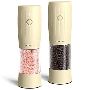 Ultrean USB-C Electric Salt & Pepper Grinder Set w/ 6-Grind Settings (2 Colors) $10