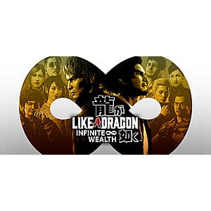 Like a Dragon: Infinite Wealth Deluxe Edition video game cover art featuring vibrant character artwork on a digital game store platform.