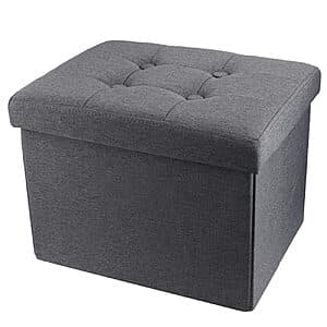 17" x 13" x 13" ALASDO Foldable Fabric Storage Ottoman (Grey) $11.55
