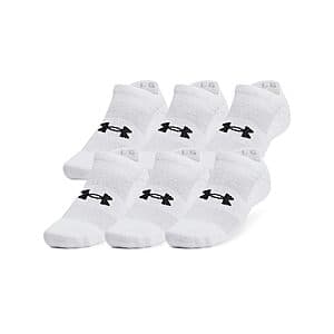 6-Pk Under Armour Training Cotton Blend No-Show Socks (White) $12.80