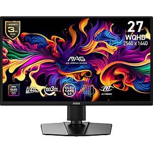 Costco Members: 27" MSI QHD QD-OLED 240Hz 0.03ms G-Sync/FreeSync Gaming Monitor $340 + Free S&H