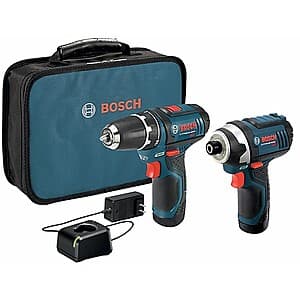 2-Pc Bosch 12V Max Brushed Drill/Driver Combo Kit w/ 2x 2.0Ah Batteries/Charger $100 + Free Pickup
