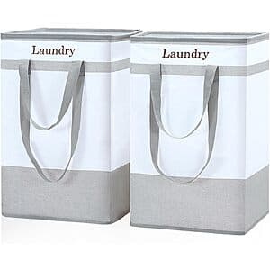 2-pk 78L FairyHaus Collapsible Laundry Basket w/ Easy Carry Handles (Gray) $10 & More