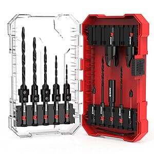 15-Piece EZARC Countersink Drill Bit Set w/ Plug Cutters & Storage Box $14