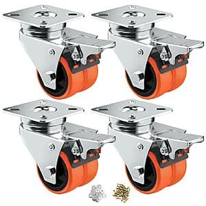 4-Pack ASHGOOB 2" Dual Caster Wheels (Up to 450lbs) $10.10