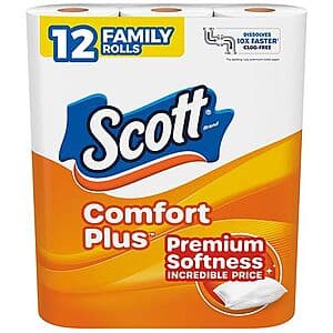 12-Ct Scott Comfort Plus 1-Ply Toilet Paper Family Rolls 2 for $5.50 & More + Free Store Pickup ($10 Min.)