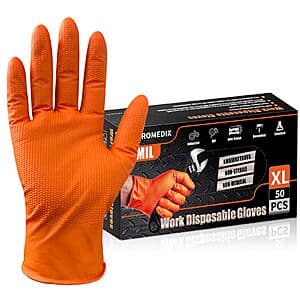 50-Count PROMEDIX P 8 Mil Heavy Duty Nitrile Disposable Gloves (Orange) $7 w/ Subscribe & Save