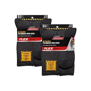 12-Pairs Dickies Men's Dri-Tech Crew Socks (Charcoal, Sizes 6-12) $7.40