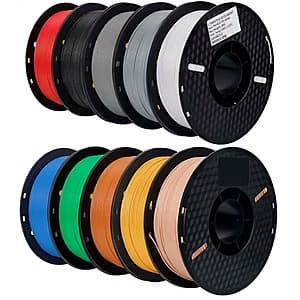 10-Pack 1KG KINGROON PLA 1.75mm 3D Printer Filament (various colors) from $62.30 + Free Shipping