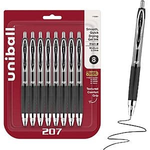 8-Ct Uni-Ball 207 0.7mm Medium Point Gel Pens (Black) $5.70 w/ S&S