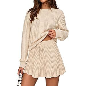 2-Pc Fisoew Women's Pullover Knit Top & Mini Skirt Sweater Set $15