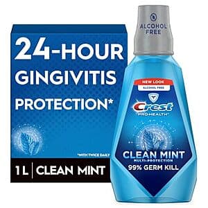33.8-Oz Crest Pro-Health Multi-Protection Mouthwash w/ CPC (Clean Mint) $2.75 & More w/ Subscribe & Save