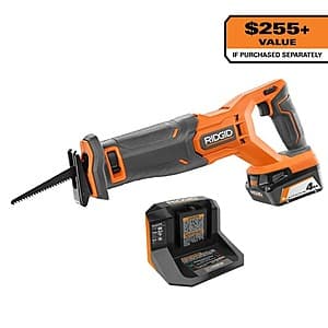 RIDGID 18V Cordless Reciprocating Saw Kit w/ 4.0 Ah Battery & Charger $99 + Free Shipping