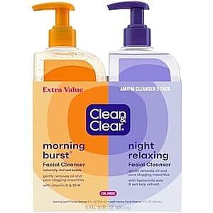 2-Pack 8-Oz Clean & Clear Day & Night Face Cleansers $5 w/ Subscribe & Save