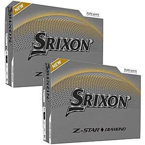White Srixon Z-Star Diamond golf balls in a box.