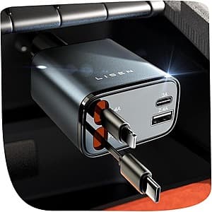 LISEN 69W 4-in-1 Retractable USB-C + Lightning Car Charger $14.95 & More