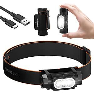 NIGHTEYE 2000-Lumen Rechargeable LED Headlamp Flashlight w/ Magnetic Base $15