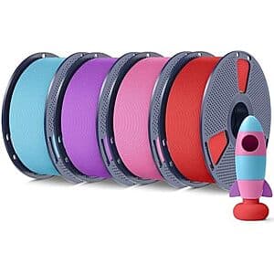4-Pack 1kg SUNLU Matte PLA 3D Printer Filaments (Red, Pink, Purple, Light Blue) $38.70 + Free Shipping