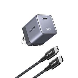 65W UGREEN Nexode Air USB-C GaN Charger w/ Foldable Prongs & 100W USB-C Cable $21.50