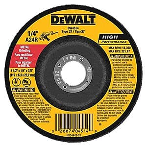 DeWALT 1/4" Thick Grinding Wheel (4.5" Diameter, 7/8" Arbor) $1.75