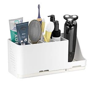 JUMEIHUI Adjustable Bathroom Countertop Organizer w/ Diatomite Pads $8