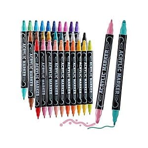 30-Color Waterproof Dual Tip Acrylic Paint Pens $9 + Free Shipping w/ Prime