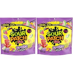 Select Accts: 2-Pk 11.03-Oz Sour Patch Kids Fruits Mix Soft & Chewy Candy $4 w/ S&S