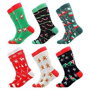 6-pair BISOUSOX Men's & Women's Christmas Socks $4.75