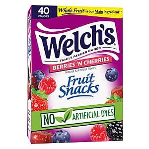40-Pk 0.8-Oz Welch's Berries 'N Cherries Fruit Snacks $4.20 w/ S&S