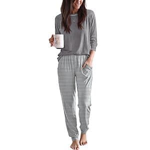 2-Pc Ekouaer Women's Pajama Set w/ Jogger Pants (Various Colors) $11