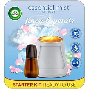 Air Wick Essential Oils Mist Linens & Petals Starter Kit (1 Diffuser + 1 Refill) $4.70 w/ S&S