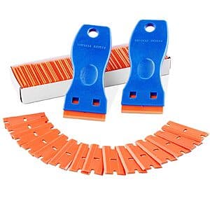 2-Pack VEVOR Plastic Razor Scraper Tool w/ 120 Plastic Blades $6