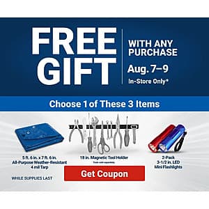 Harbor Freight In-Store Coupon: 18" Magnetic Tool Holder, 5' 6" Tarp & More Free w/ Any Purchase (Valid thru 8/9)