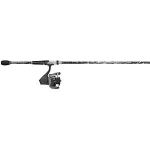 Abu Garcia Max Z 7-foot graphite fishing rod and reel spinning combo with aluminum spool and black and red coloring.