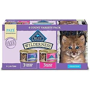 6-ct 3-oz Blue Buffalo Wilderness Kitten Food (Chicken & Salmon) $2.55 w/ S&S