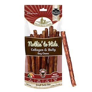 10-Ct Fieldcrest Farms Nothin' to Hide Twist Stix Dog Chews (Beef Bully) $3.70